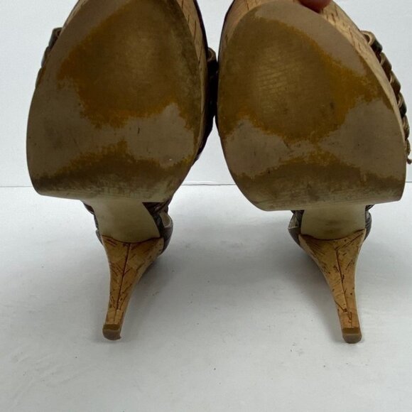 Marc Fisher Croc Embossed Snake Print Strappy Heels Platform Size 7 Ankle Boots - Picture 6 of 10